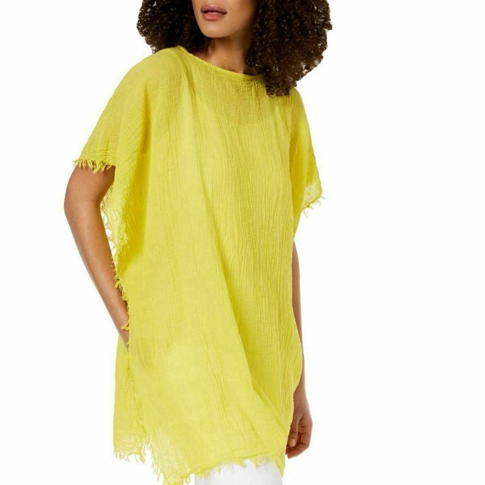 Eileen fisher Yellow Fringed Tunic Top